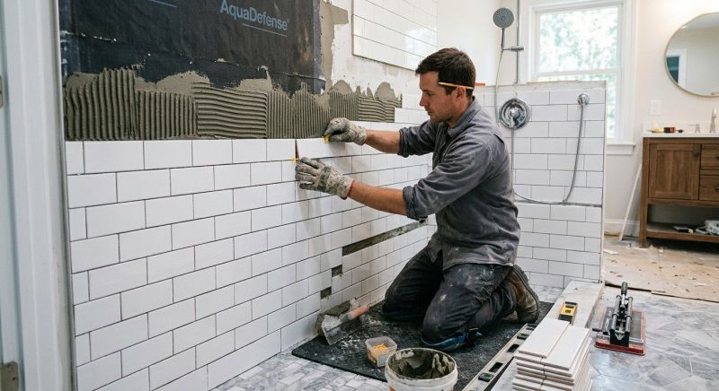 Tile Shower Floor Installation in Conroe, TX
